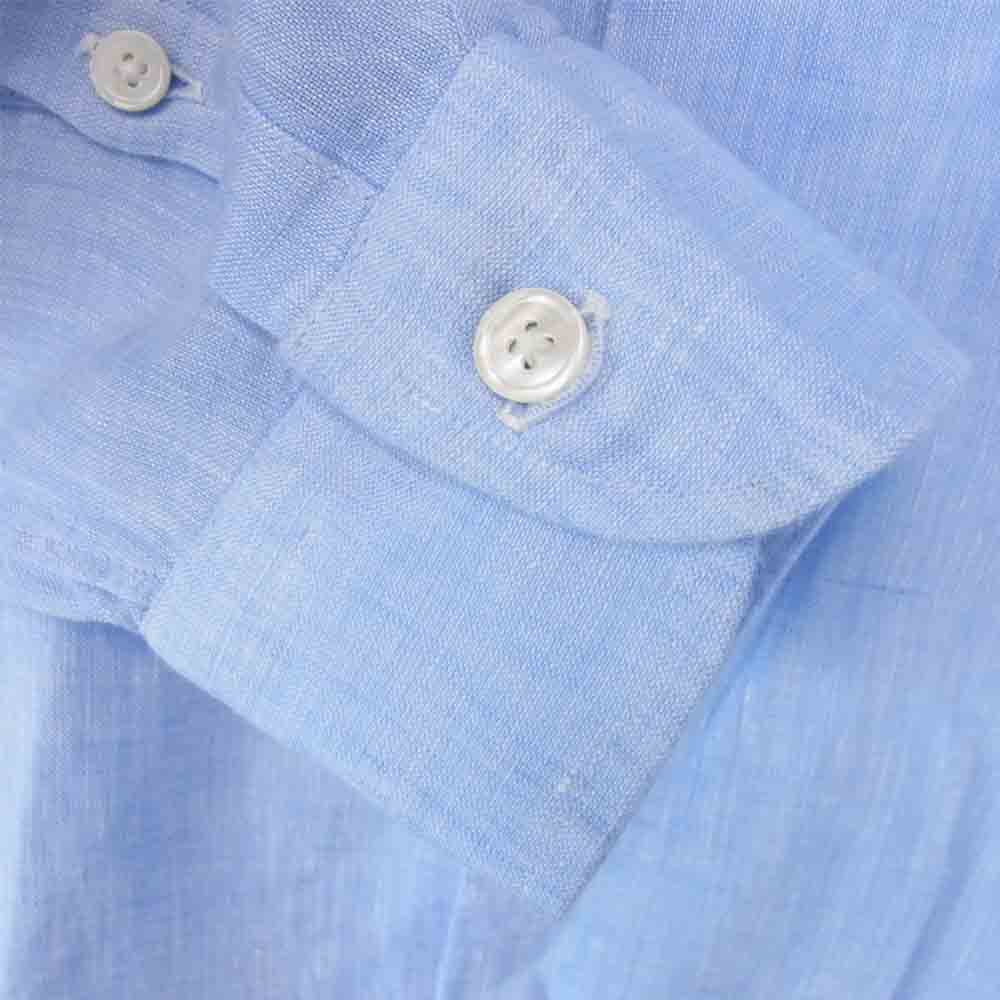 EDIFICE エディフィス 18-050-300-1006-1-0 Washed Linen カッタウェイシャツ ブルー系 M【中古】