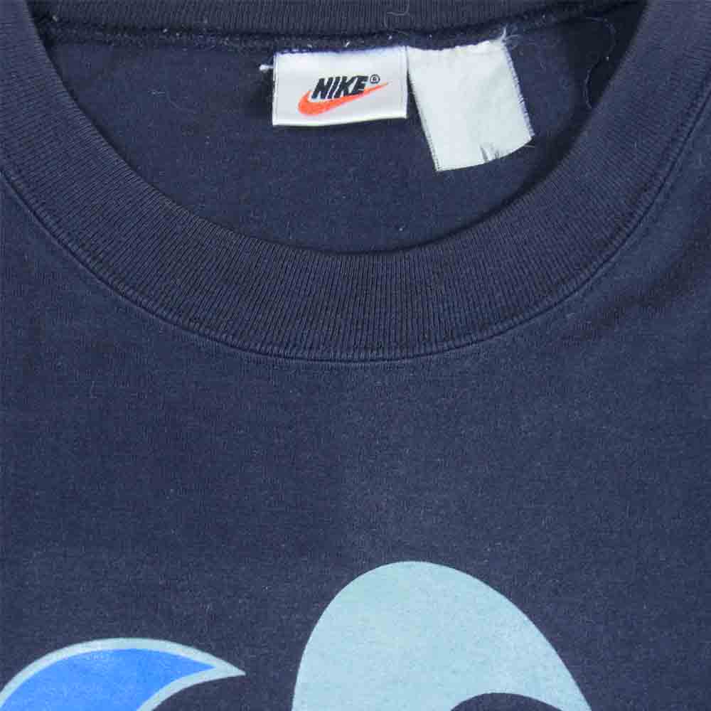 NIKE ナイキ 90s 銀タグ 風車ナイキ プリント Tシャツ 半袖 ロゴ ダークネイビー系【中古】
