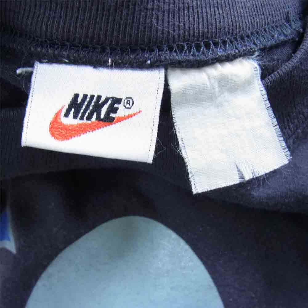 NIKE ナイキ 90s 銀タグ 風車ナイキ プリント Tシャツ 半袖 ロゴ ダークネイビー系【中古】