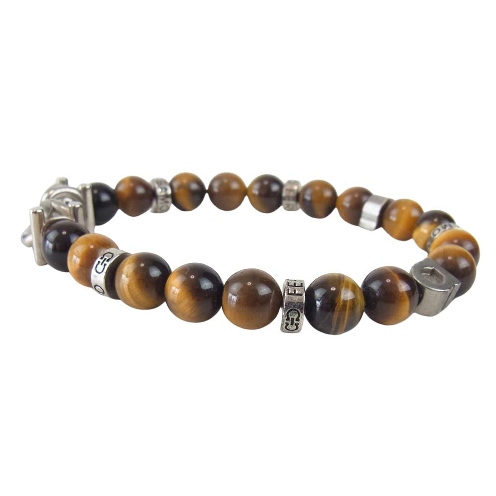 Salvatore Ferragamo サルヴァトーレフェラガモ 770150 717498 BR BEADS ガンチーニ タイガーアイ ビーズ ブレスレット ブラウン系 シルバー系【中古】