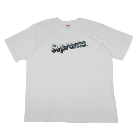 Supreme シュプリーム 20SS Chrome Logo TEE クローム ロゴ プリント Tシャツ ホワイト系 XL【中古】
