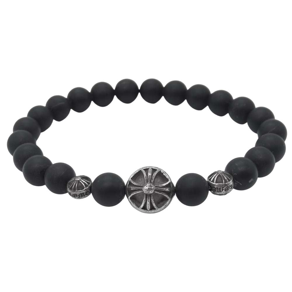 CHROME HEARTS クロムハーツ（原本無） 8mm BEAD ブラックコーラル クロスボール ビーズ ブレスレット ブラック系【中古】