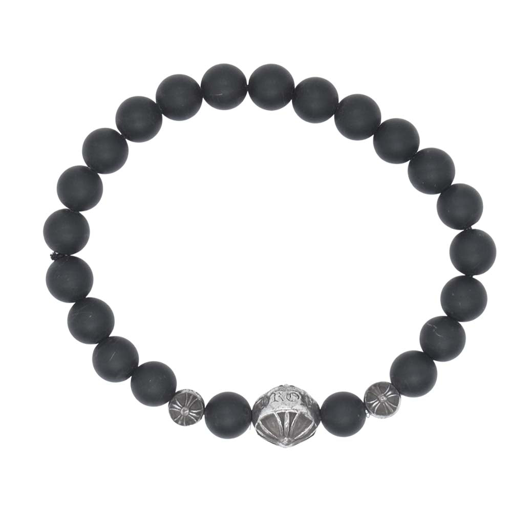 CHROME HEARTS クロムハーツ（原本無） 8mm BEAD ブラックコーラル クロスボール ビーズ ブレスレット ブラック系【中古】