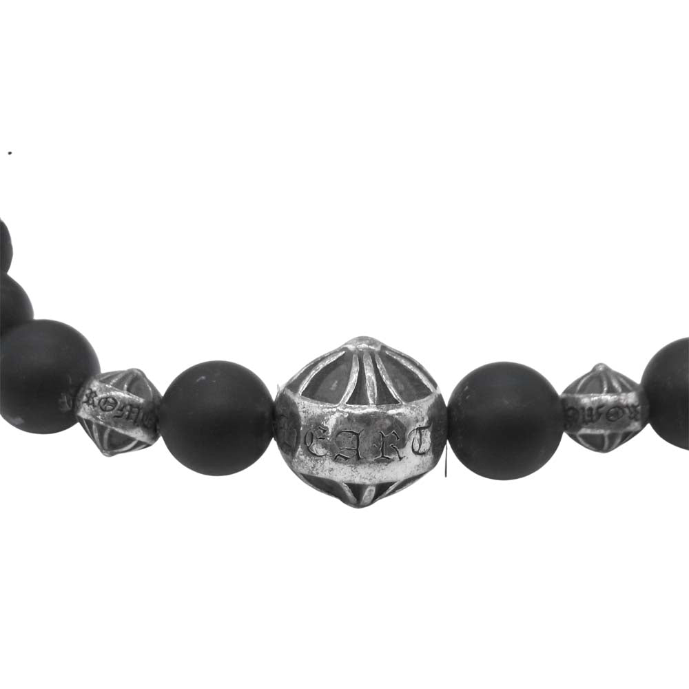 CHROME HEARTS クロムハーツ（原本無） 8mm BEAD ブラックコーラル クロスボール ビーズ ブレスレット ブラック系【中古】