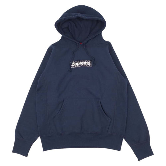 Supreme シュプリーム 19AW Bandana Box Logo Hooded Sweatshirt バンダナ ボックスロゴ パーカー ネイビー系 S【美品】【中古】