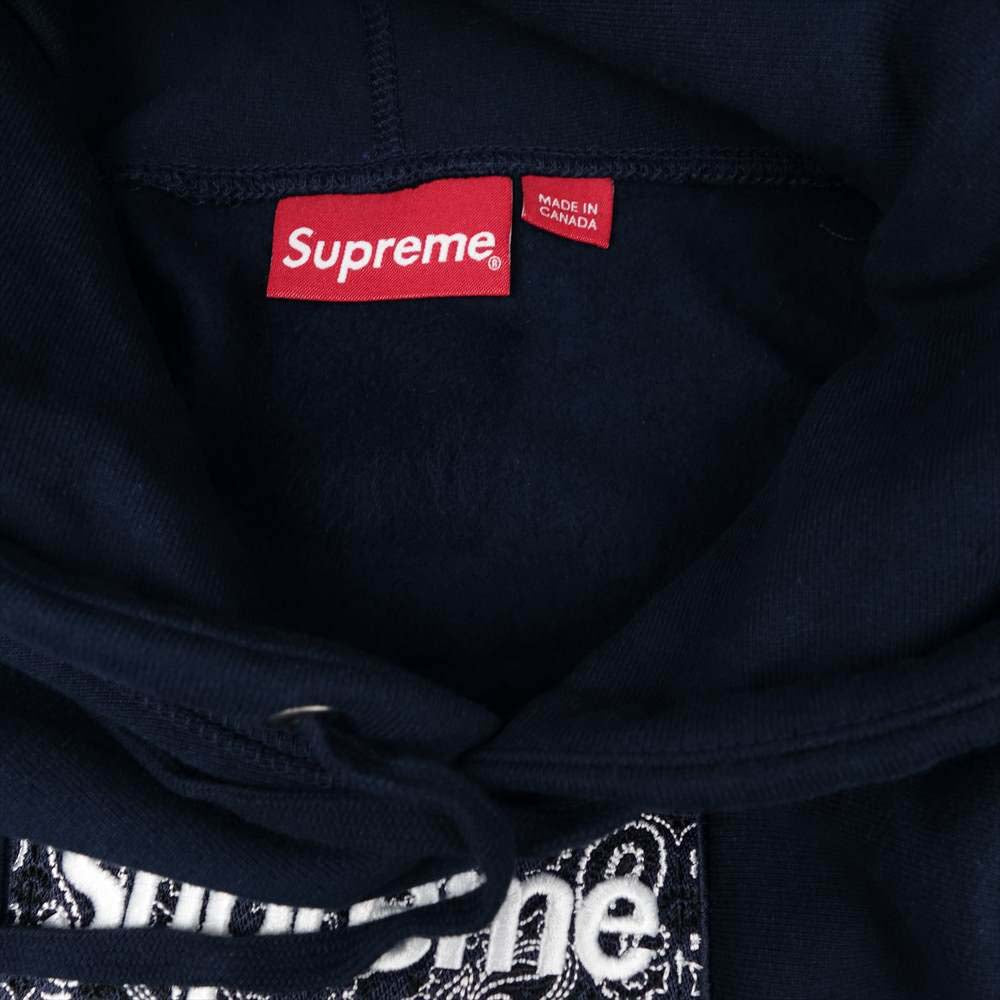 Supreme シュプリーム 19AW Bandana Box Logo Hooded Sweatshirt バンダナ ボックスロゴ パーカー ネイビー系 S【美品】【中古】