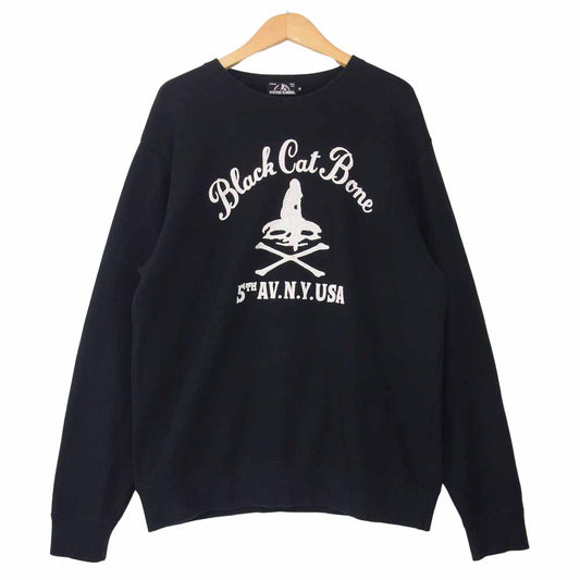 HYSTERIC GLAMOUR ヒステリックグラマー 02171CS05 BLACK CAT BONE クルーネック スウェット ブラック系 M【中古】