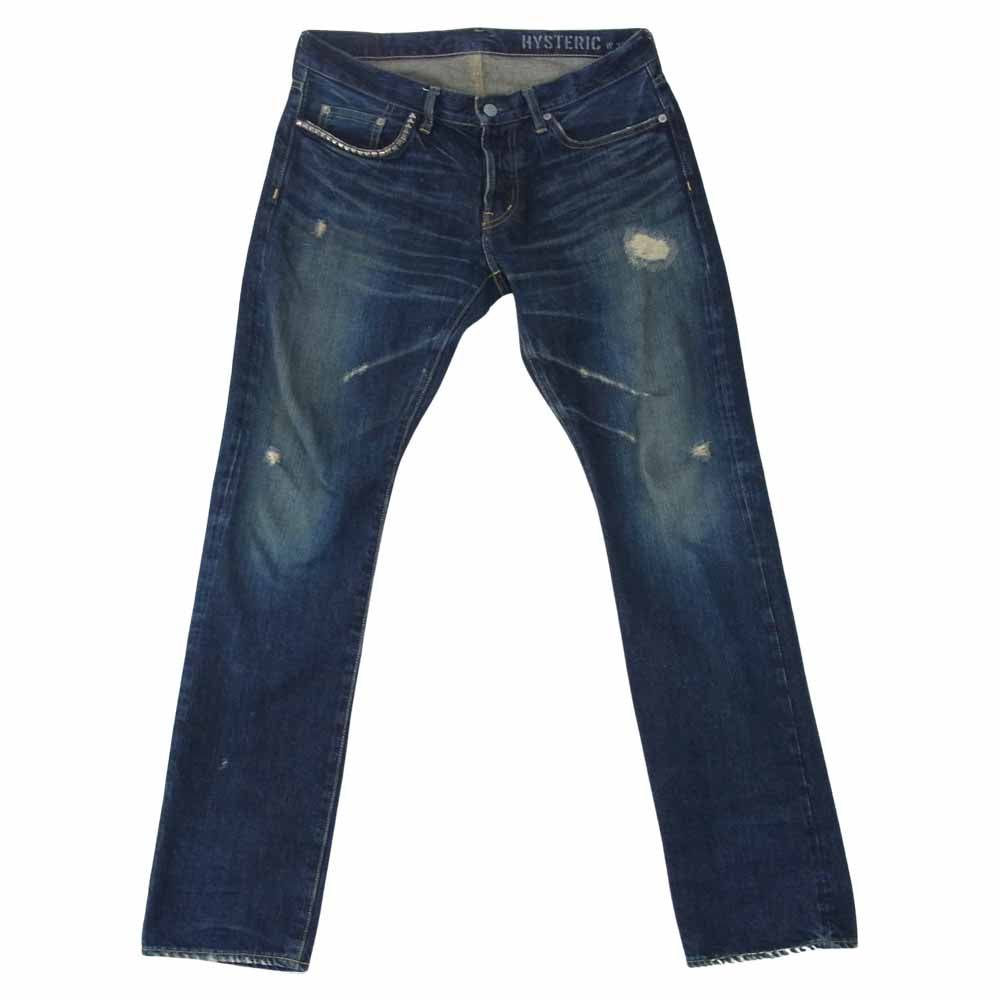 HYSTERIC GLAMOUR ヒステリックグラマー 0243AP16 RW CLASH加工 スタッズ デニム パンツ インディゴブルー系 32【中古】