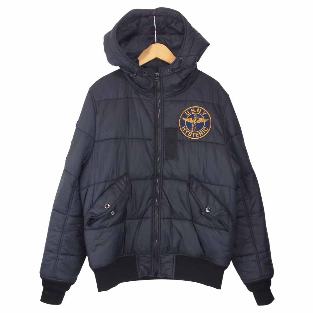 HYSTERIC GLAMOUR ヒステリックグラマー 0243AB04 プリマロフト ナイロン タフタ フーデッド MA-1 ジャケット ダークネイビー系 M【中古】