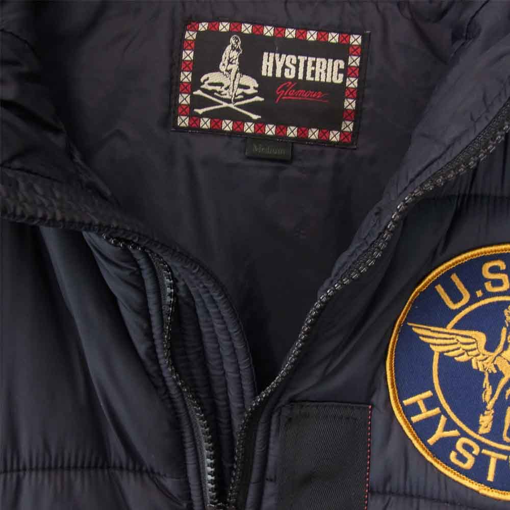 HYSTERIC GLAMOUR ヒステリックグラマー 0243AB04 プリマロフト ナイロン タフタ フーデッド MA-1 ジャケット ダークネイビー系 M【中古】