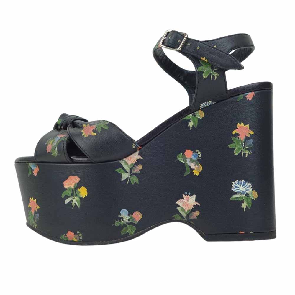 SAINT LAURENT サンローラン 415697DH4001083  花柄 プラットフォーム サンダル ブラック系 34【中古】