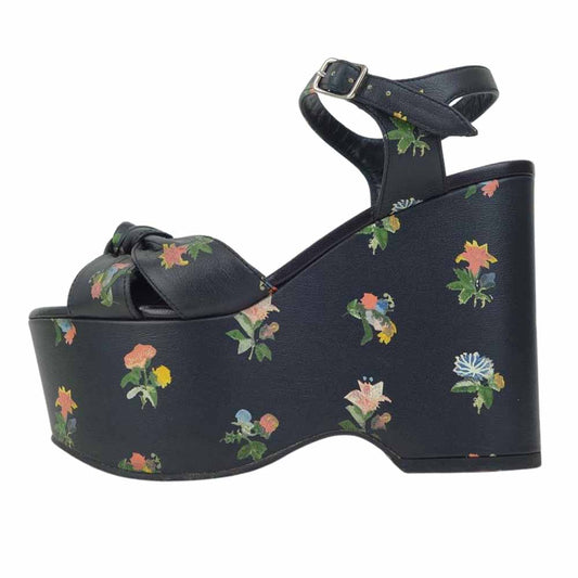 SAINT LAURENT サンローラン 415697DH4001083  花柄 プラットフォーム サンダル ブラック系 34【中古】