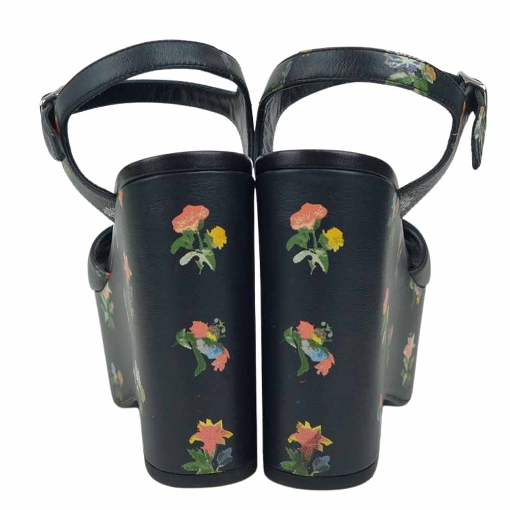 SAINT LAURENT サンローラン 415697DH4001083  花柄 プラットフォーム サンダル ブラック系 34【中古】