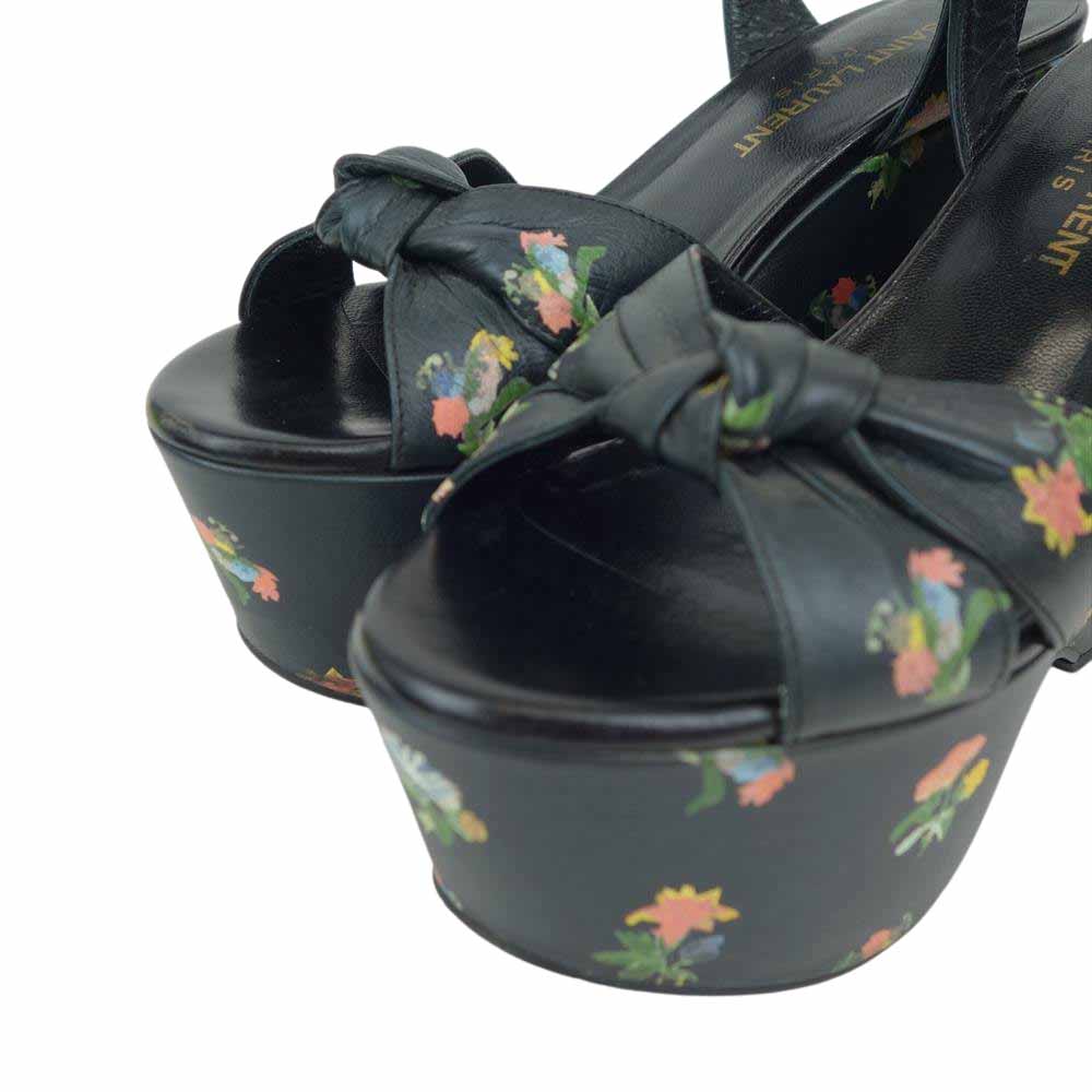 SAINT LAURENT サンローラン 415697DH4001083  花柄 プラットフォーム サンダル ブラック系 34【中古】