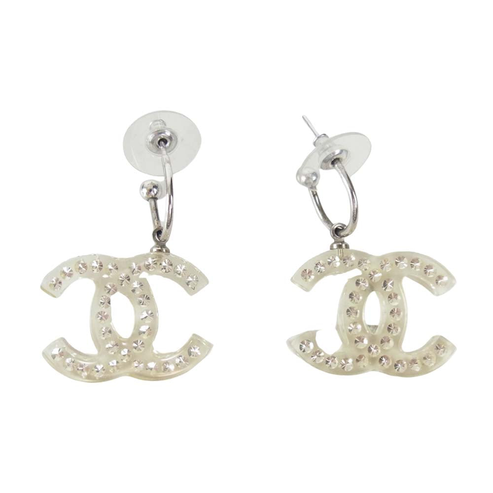 CHANEL シャネル A28940 Y02019 ココマーク クリア ピアス クリア系【中古】