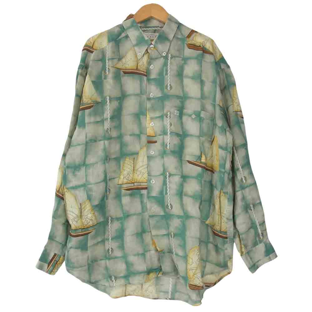 GIVENCHY ジバンシィ イタリア製 総柄 ボタンダウン シャツ グリーン系 41／16【中古】