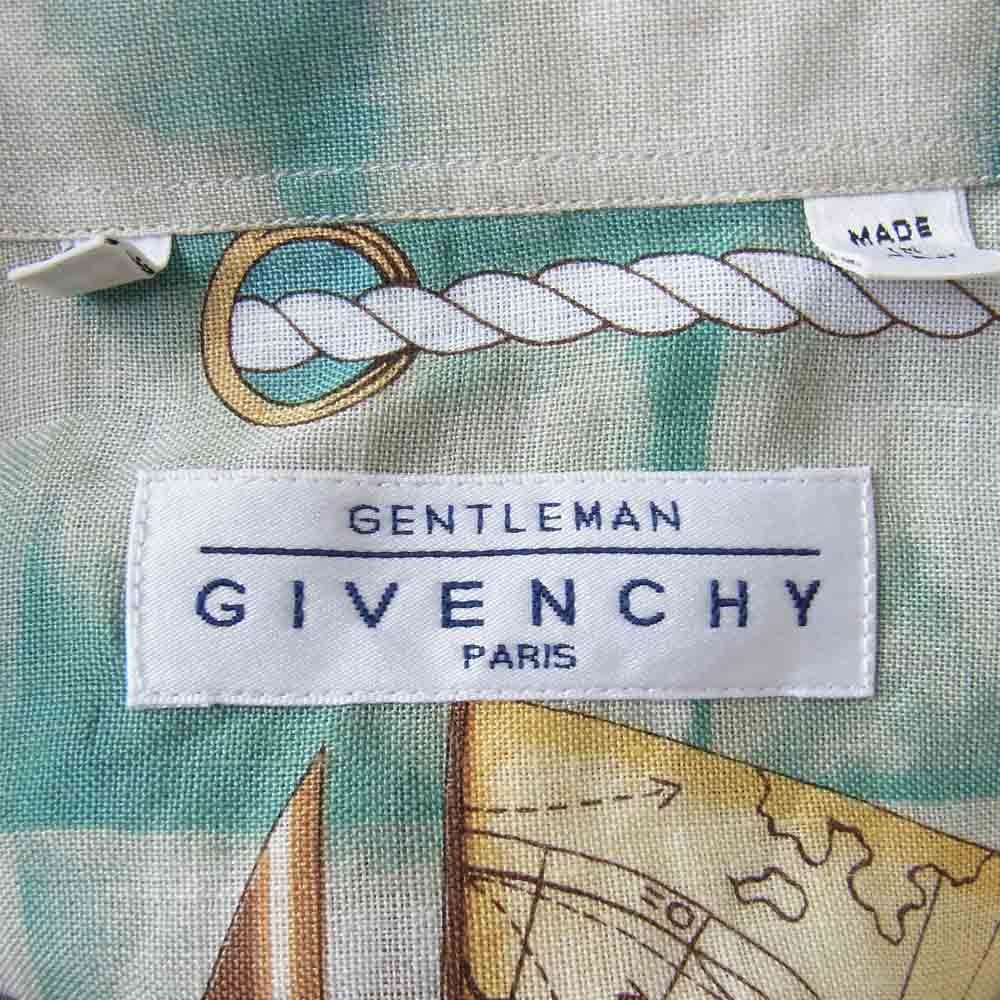GIVENCHY ジバンシィ イタリア製 総柄 ボタンダウン シャツ グリーン系 41／16【中古】