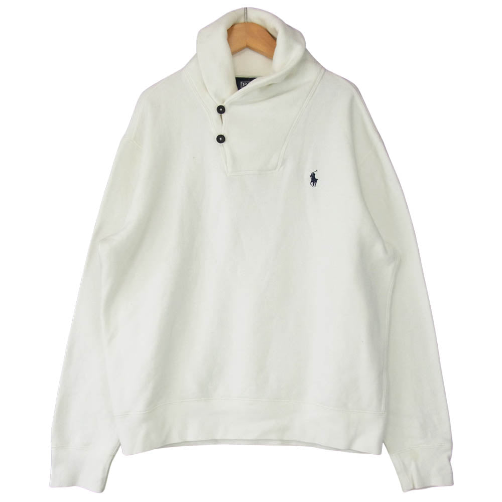 POLO RALPH LAUREN ポロ・ラルフローレン ショールカラー プルオーバー スウェット ホワイト系 M【中古】