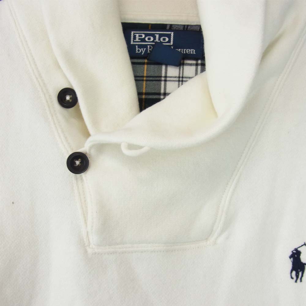 POLO RALPH LAUREN ポロ・ラルフローレン ショールカラー プルオーバー スウェット ホワイト系 M【中古】