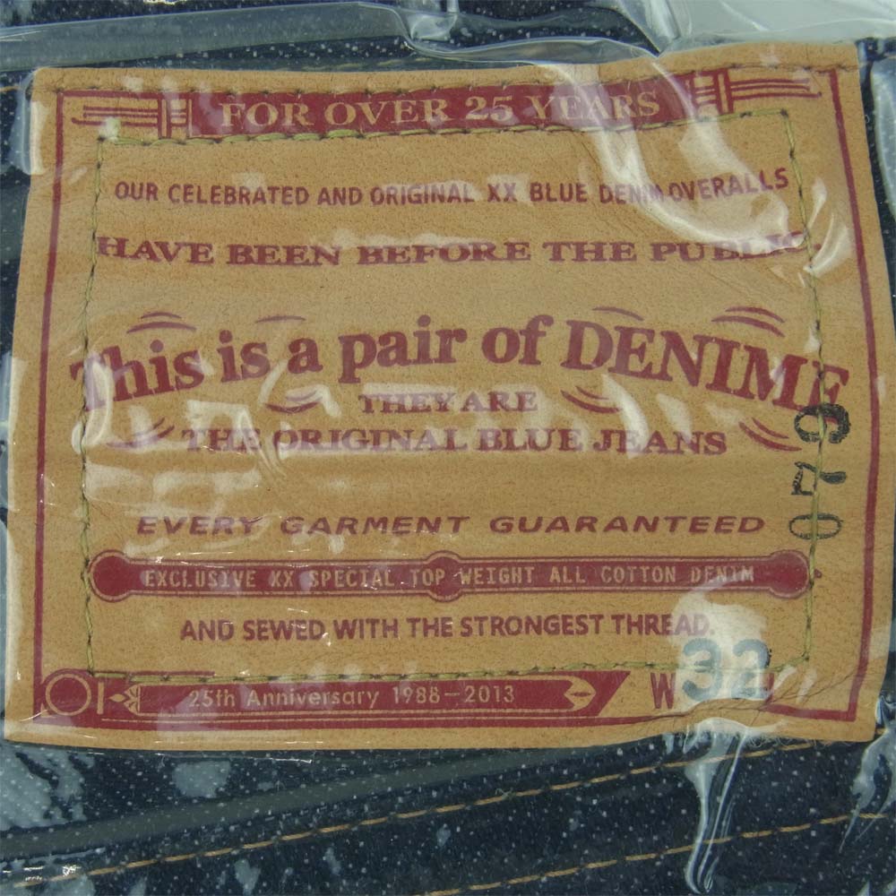Denime ドゥニーム 25周年記念モデル 真空パック 未開封 セルビッチ デニム パンツ インディゴブルー系 W32【新古品】【未使用】【中古】