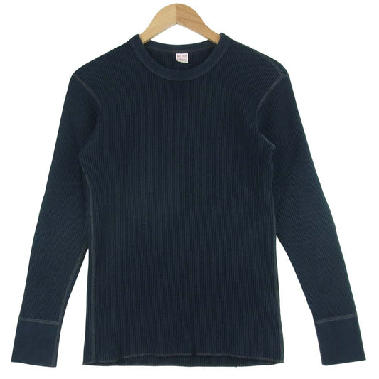 The REAL McCOY'S ザリアルマッコイズ BALL PARK ボール パーク THERMAL SHIRT ミリタリー サーマル 長袖 Tシャツ カットソー ブラック系 M【中古】