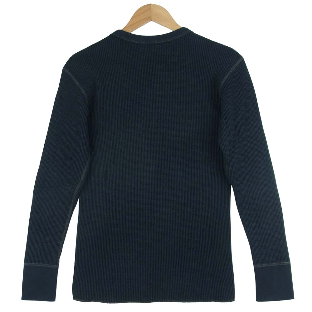 The REAL McCOY'S ザリアルマッコイズ BALL PARK ボール パーク THERMAL SHIRT ミリタリー サーマル 長袖 Tシャツ カットソー ブラック系 M【中古】