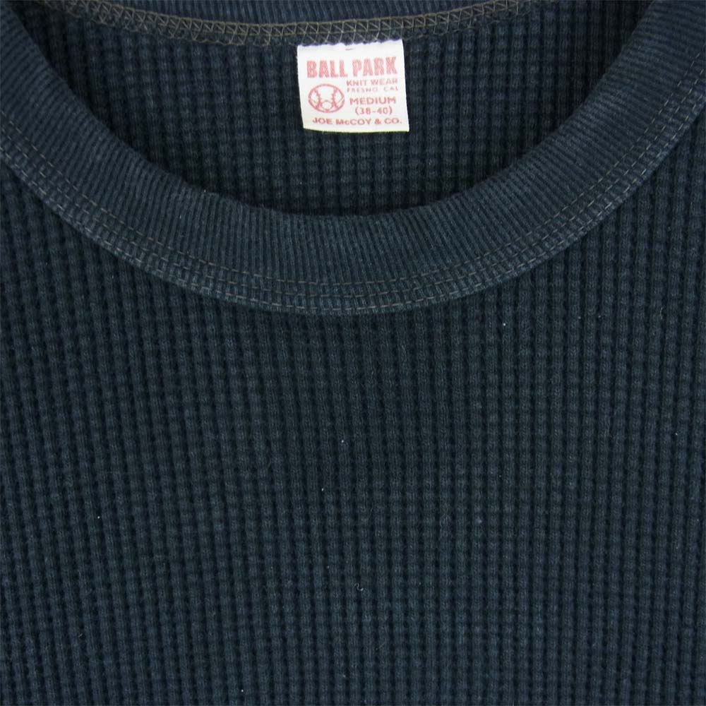 The REAL McCOY'S ザリアルマッコイズ BALL PARK ボール パーク THERMAL SHIRT ミリタリー サーマル 長袖 Tシャツ カットソー ブラック系 M【中古】