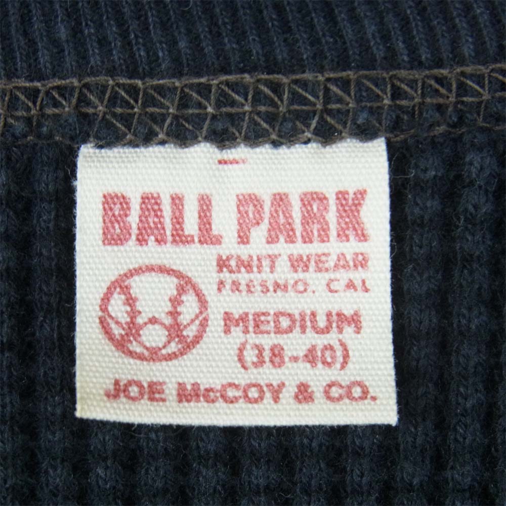 The REAL McCOY'S ザリアルマッコイズ BALL PARK ボール パーク THERMAL SHIRT ミリタリー サーマル 長袖 Tシャツ カットソー ブラック系 M【中古】