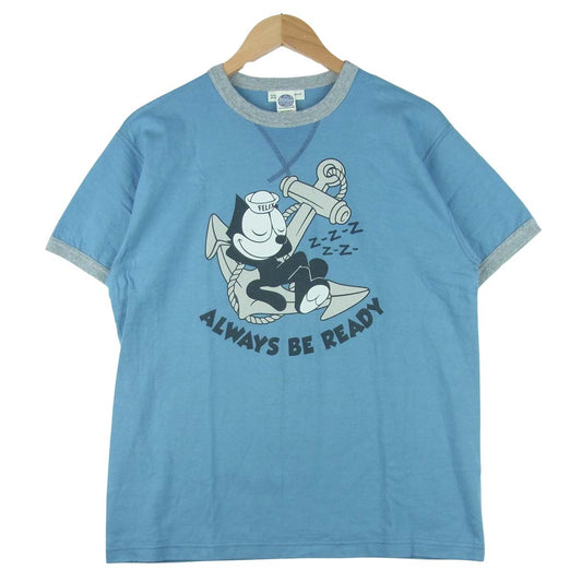 TOY'S McCOY トイズマッコイ McHILL マックヒル × Felix the Cat フェリックス プリント 半袖 Tシャツ ライトブルー系 L【中古】