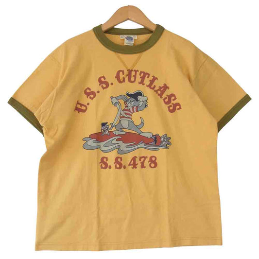 TOY'S McCOY トイズマッコイ McHILL マックヒル × TOM & JERRY トムとジェリー プリント トリム Tシャツ ライトイエロー イエロー系 L【中古】