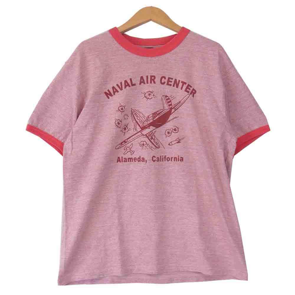 The REAL McCOY'S ザリアルマッコイズ PRINT TRIM T-SHIRT 霜降り トリム プリント Tシャツ レッド系 L【中古】