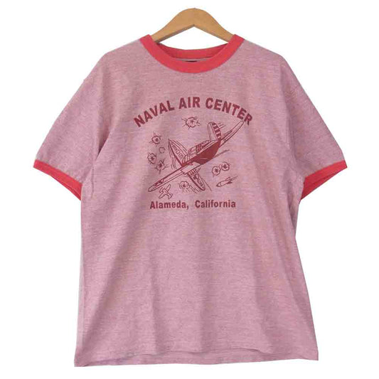 The REAL McCOY'S ザリアルマッコイズ PRINT TRIM T-SHIRT 霜降り トリム プリント Tシャツ レッド系 L【中古】