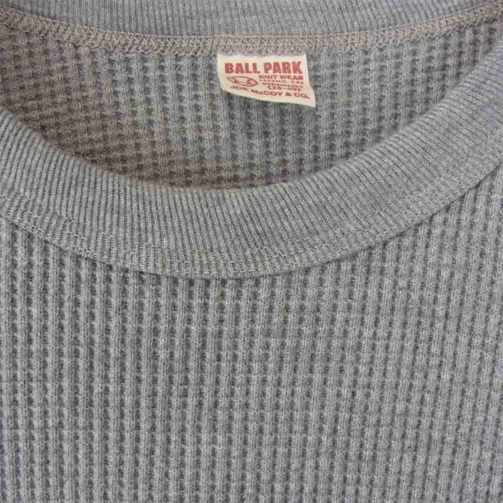 The REAL McCOY'S ザリアルマッコイズ BALL PARK ボール パーク THERMAL SHIRT ミリタリー サーマル 長袖 Tシャツ カットソー グレー グレー系 M【中古】