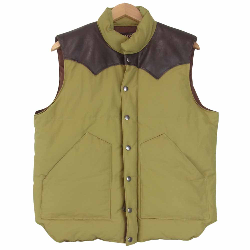 SUGAR CANE シュガーケーン SC12340 60/40 LEATHER YOKE DOWN VEST レザーヨーク 切替 ダウン ベスト カーキ系 L【中古】