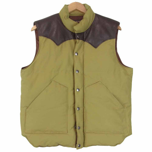 SUGAR CANE シュガーケーン SC12340 60/40 LEATHER YOKE DOWN VEST レザーヨーク 切替 ダウン ベスト カーキ系 L【中古】