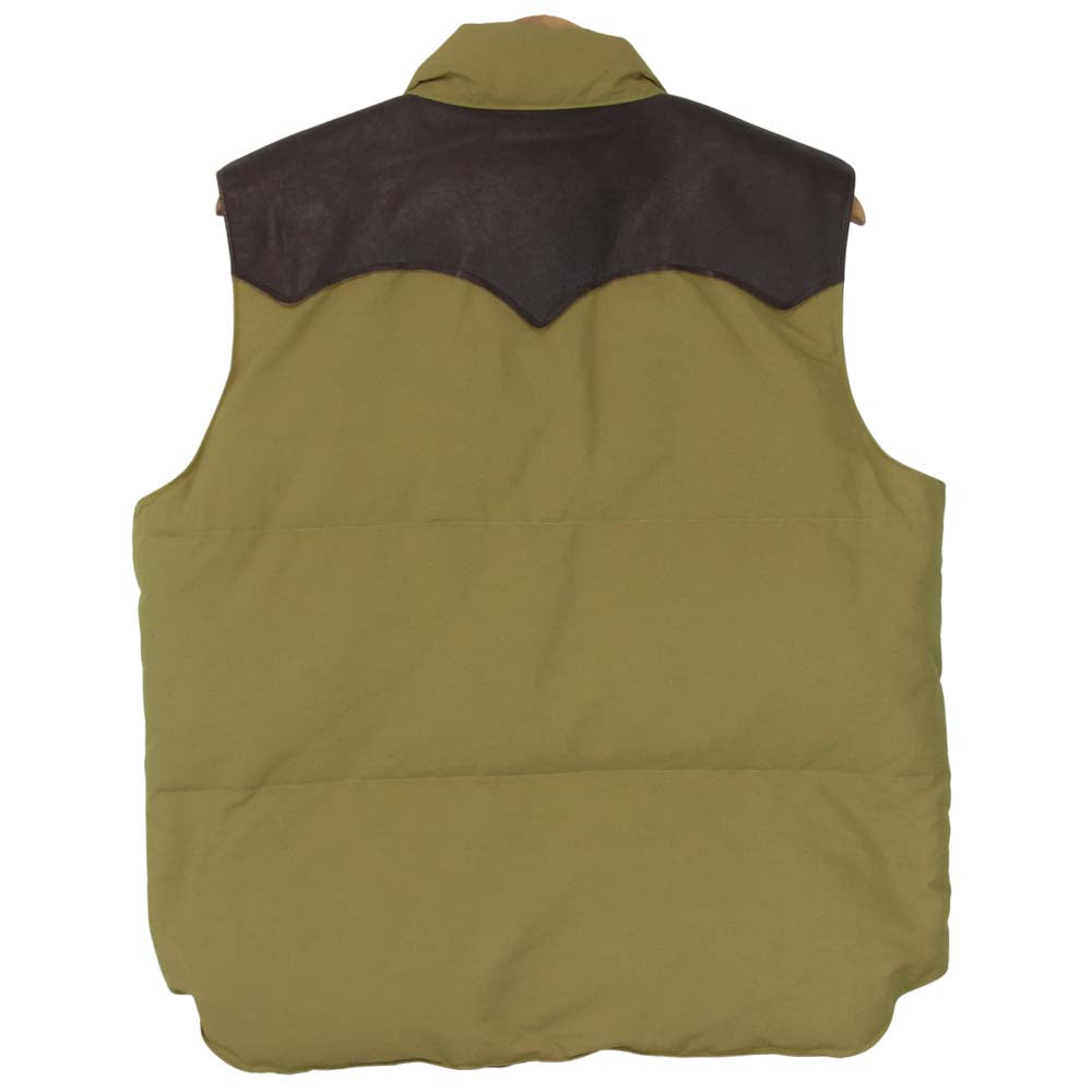 SUGAR CANE シュガーケーン SC12340 60/40 LEATHER YOKE DOWN VEST レザーヨーク 切替 ダウン ベスト カーキ系 L【中古】