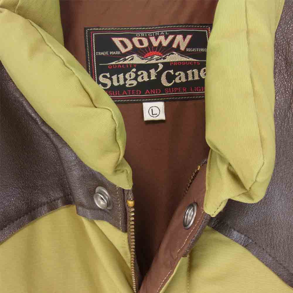 SUGAR CANE シュガーケーン SC12340 60/40 LEATHER YOKE DOWN VEST レザーヨーク 切替 ダウン ベスト カーキ系 L【中古】