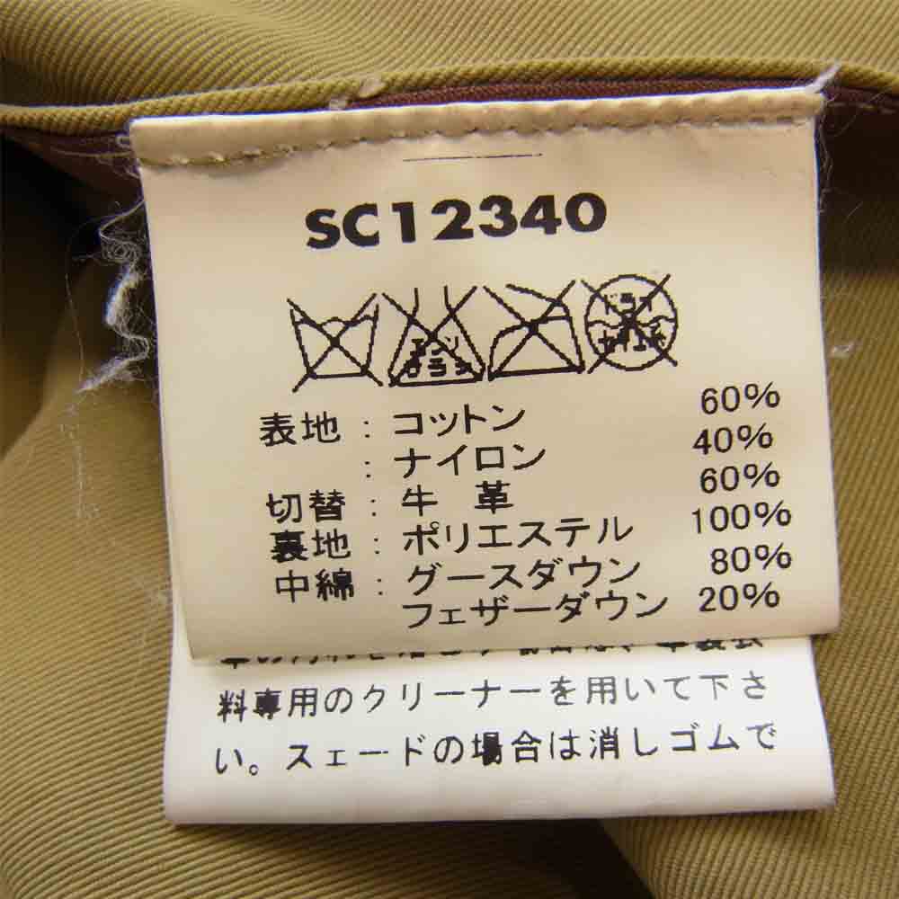 SUGAR CANE シュガーケーン SC12340 60/40 LEATHER YOKE DOWN VEST レザーヨーク 切替 ダウン ベスト カーキ系 L【中古】