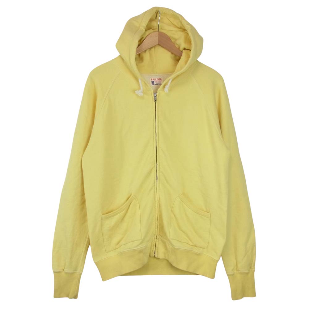 The REAL McCOY'S ザリアルマッコイズ BALL PARK ボール パーク HOODED FULL ZIP SWEAT フルジップ スウェット パーカー イエロー系 L【中古】