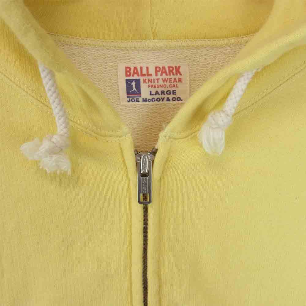 The REAL McCOY'S ザリアルマッコイズ BALL PARK ボール パーク HOODED FULL ZIP SWEAT フルジップ スウェット パーカー イエロー系 L【中古】
