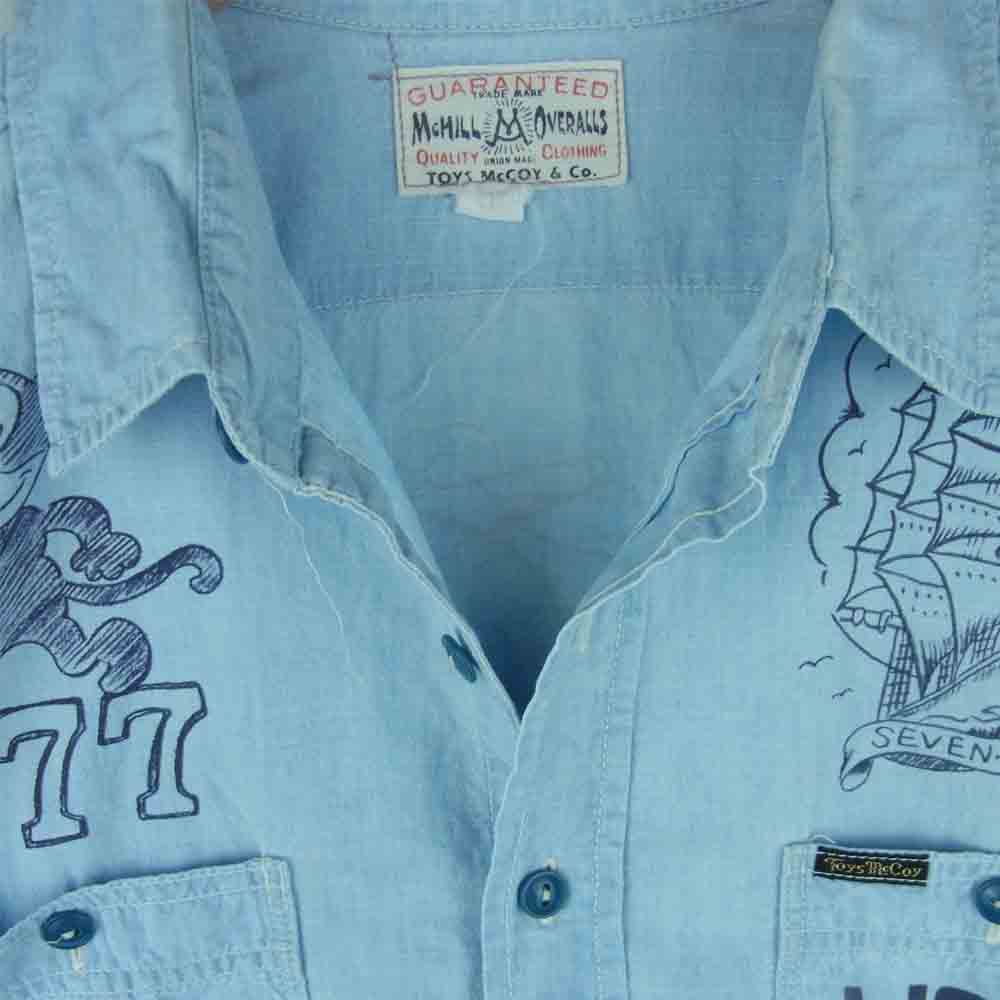 TOY'S McCOY トイズマッコイ McHILL マックヒル MILITARY USN FELIX CHAMBRAY SHIRT ミリタリー シャンブレー 長袖 シャツ インディゴブルー系 16【中古】