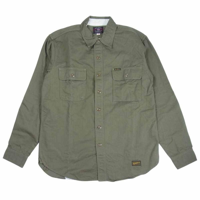 TOY'S McCOY トイズマッコイ McHILL マックヒル MILITALY HERRINGBONE DOCKER SHIRTS ミリタリー ヘリンボーン ドッカー シャツ カーキ系 16【中古】