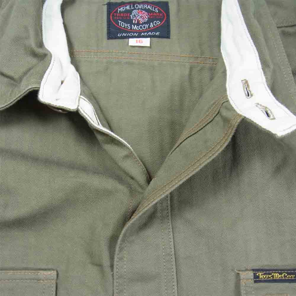 TOY'S McCOY トイズマッコイ McHILL マックヒル MILITALY HERRINGBONE DOCKER SHIRTS ミリタリー ヘリンボーン ドッカー シャツ カーキ系 16【中古】