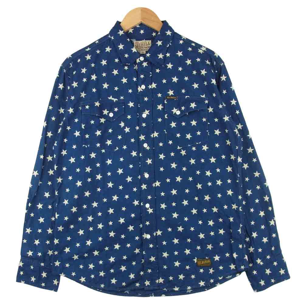 TOY'S McCOY トイズマッコイ McHILL マックヒル スタースパングル 星柄 ウェスタン 長袖 シャツ インディゴブルー系 16【中古】