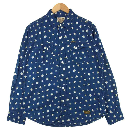 TOY'S McCOY トイズマッコイ McHILL マックヒル スタースパングル 星柄 ウェスタン 長袖 シャツ インディゴブルー系 16【中古】