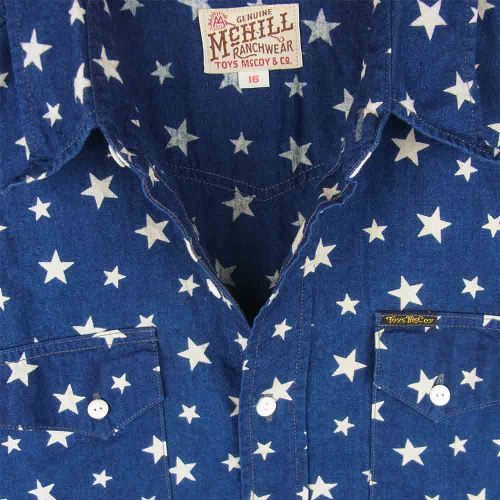 TOY'S McCOY トイズマッコイ McHILL マックヒル スタースパングル 星柄 ウェスタン 長袖 シャツ インディゴブルー系 16【中古】