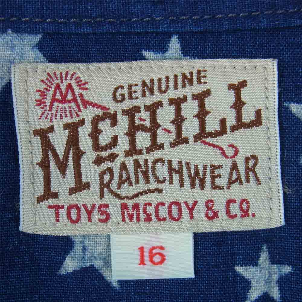 TOY'S McCOY トイズマッコイ McHILL マックヒル スタースパングル 星柄 ウェスタン 長袖 シャツ インディゴブルー系 16【中古】