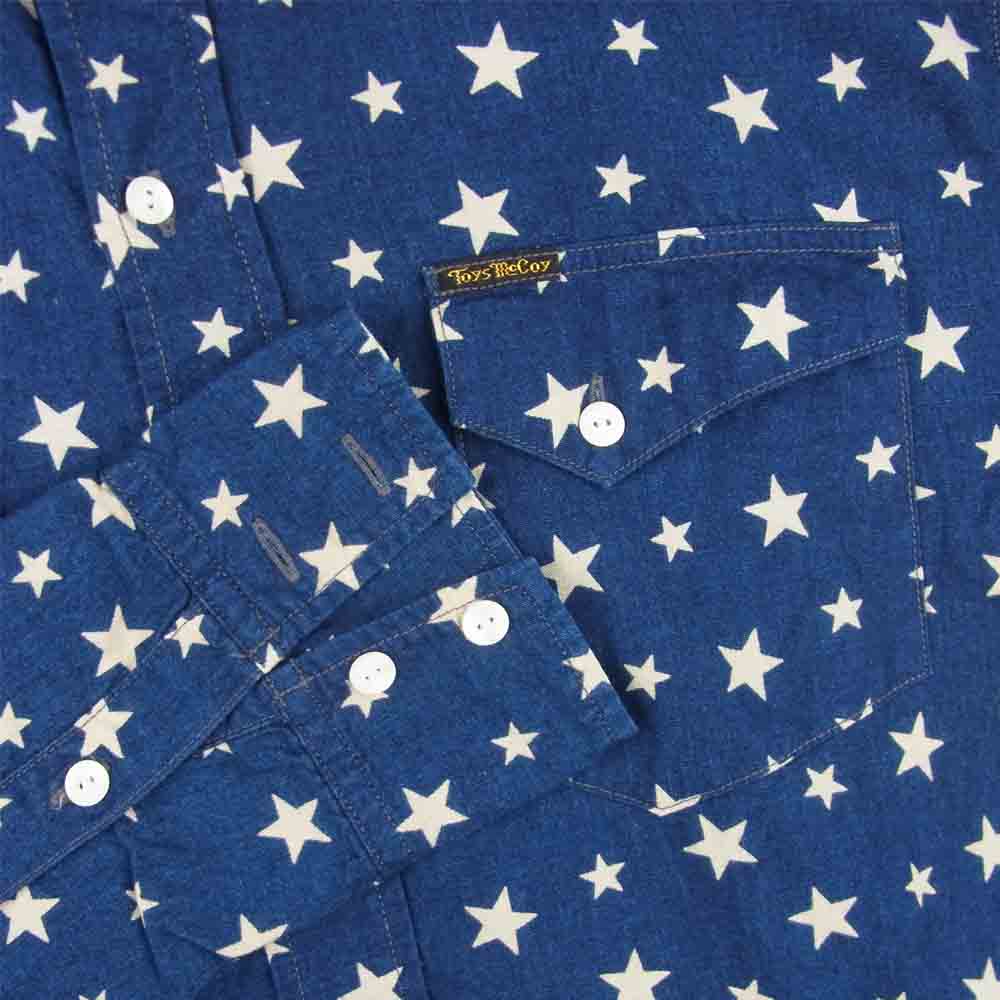 TOY'S McCOY トイズマッコイ McHILL マックヒル スタースパングル 星柄 ウェスタン 長袖 シャツ インディゴブルー系 16【中古】