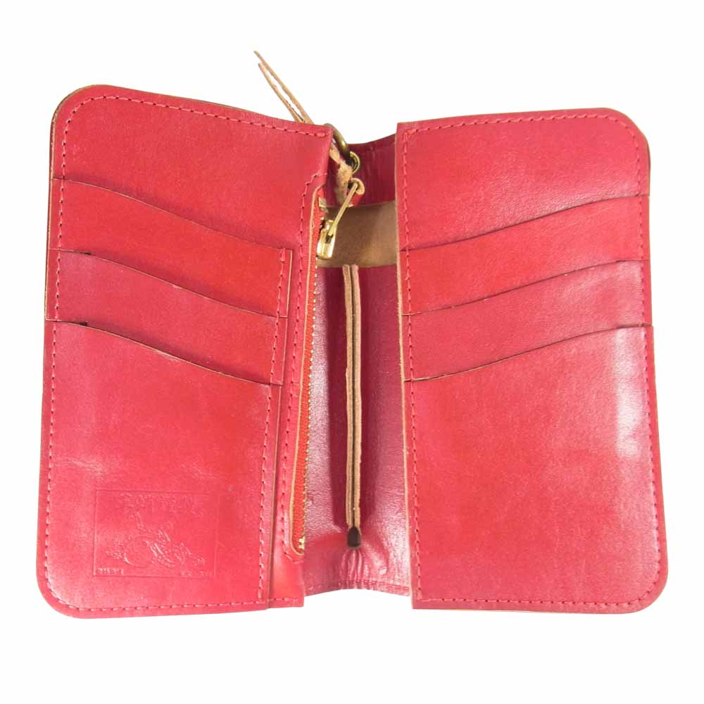 KAWATAKO カワタコ 革蛸 レザー ミドル ワレット レッド系【中古】