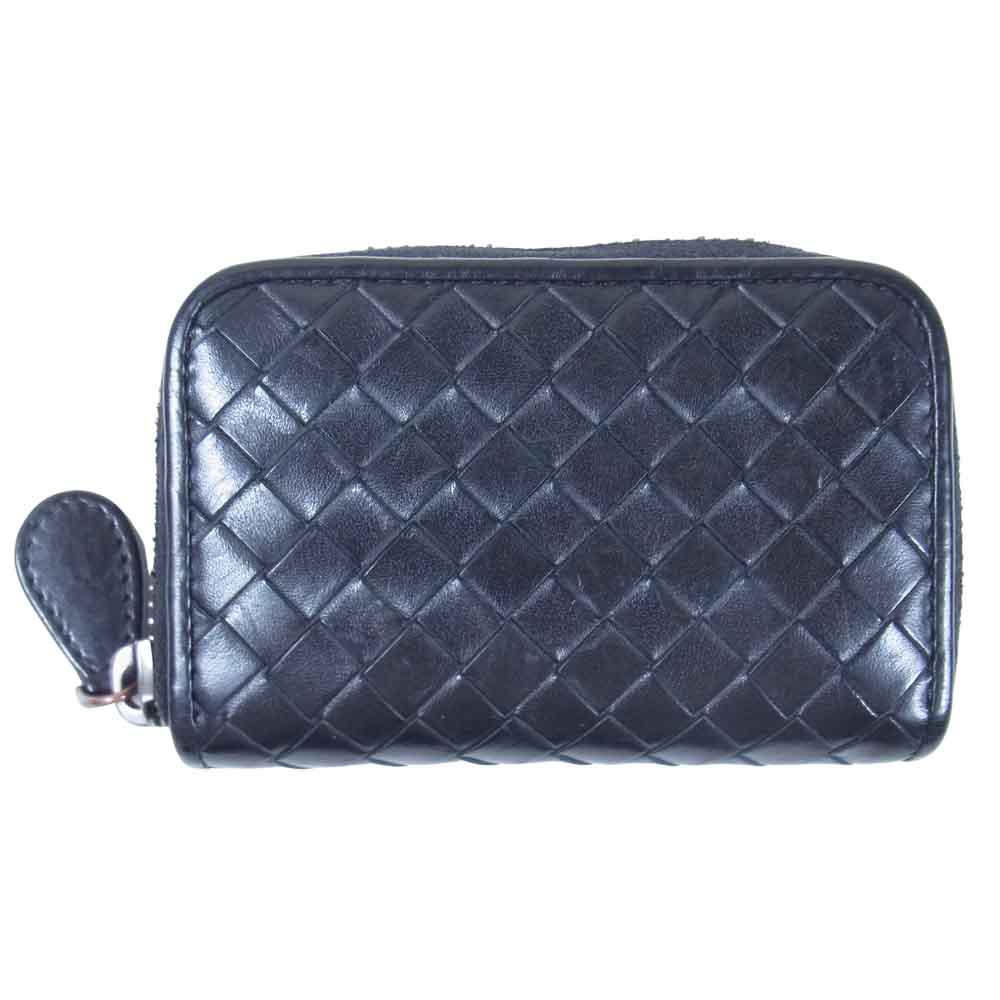 BOTTEGAVENETA ボッテガヴェネタ イントレチャート レザー ラウンドジップ コインケース ブラック系【中古】
